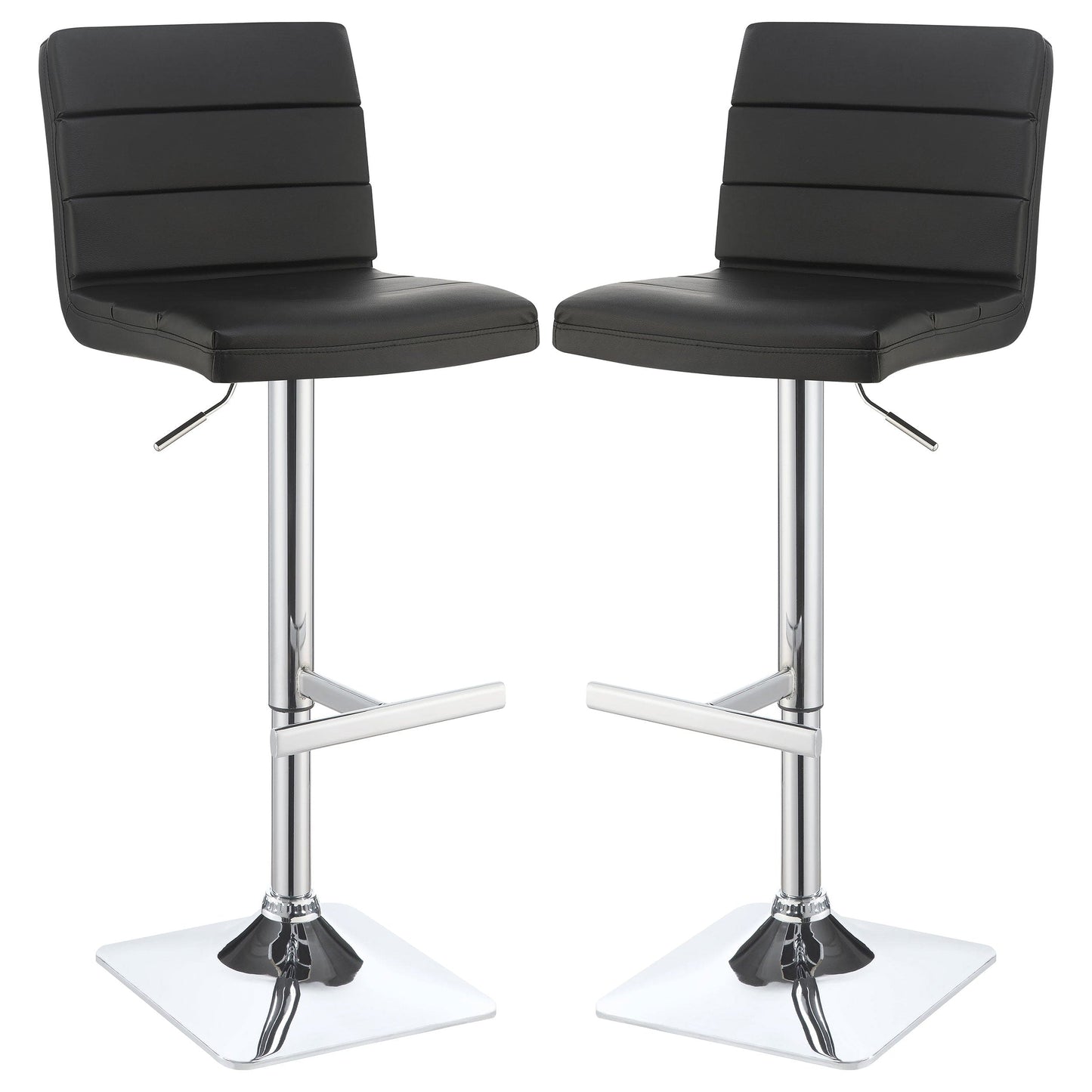Bianca Upholstered Adjustable Bar Stool Black (Set of 2)