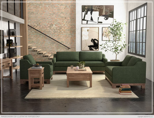 Wooden Frame & Base, Two-Cushion Sofa