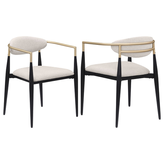 Bradbury Fabric Upholstered Dining Arm Chair Beige (Set of 2)