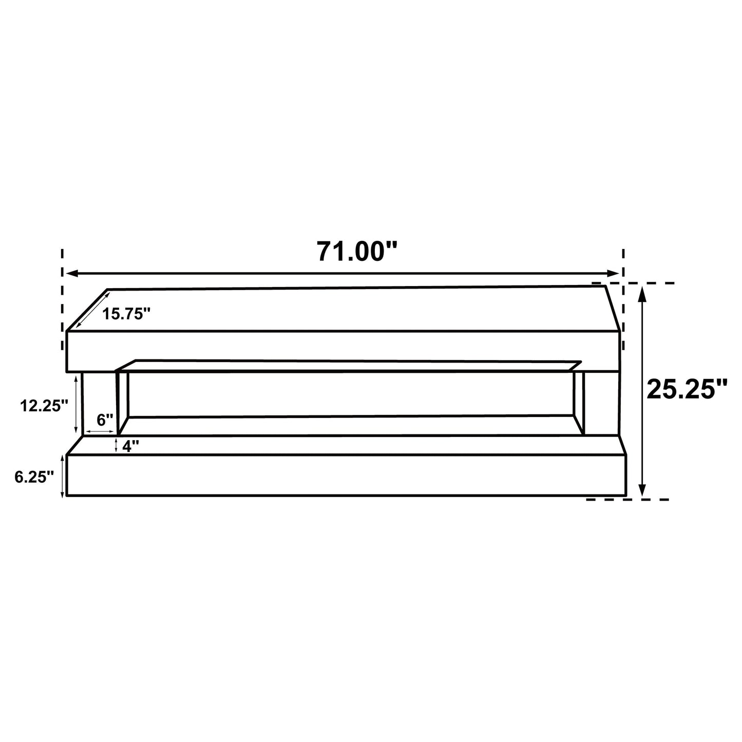 Vallerie 71-inch TV Stand with Visual Flame Box Black