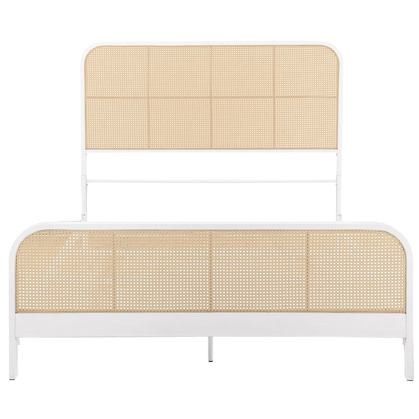 Lanewood Open Cane Webbing Metal Queen Bed White