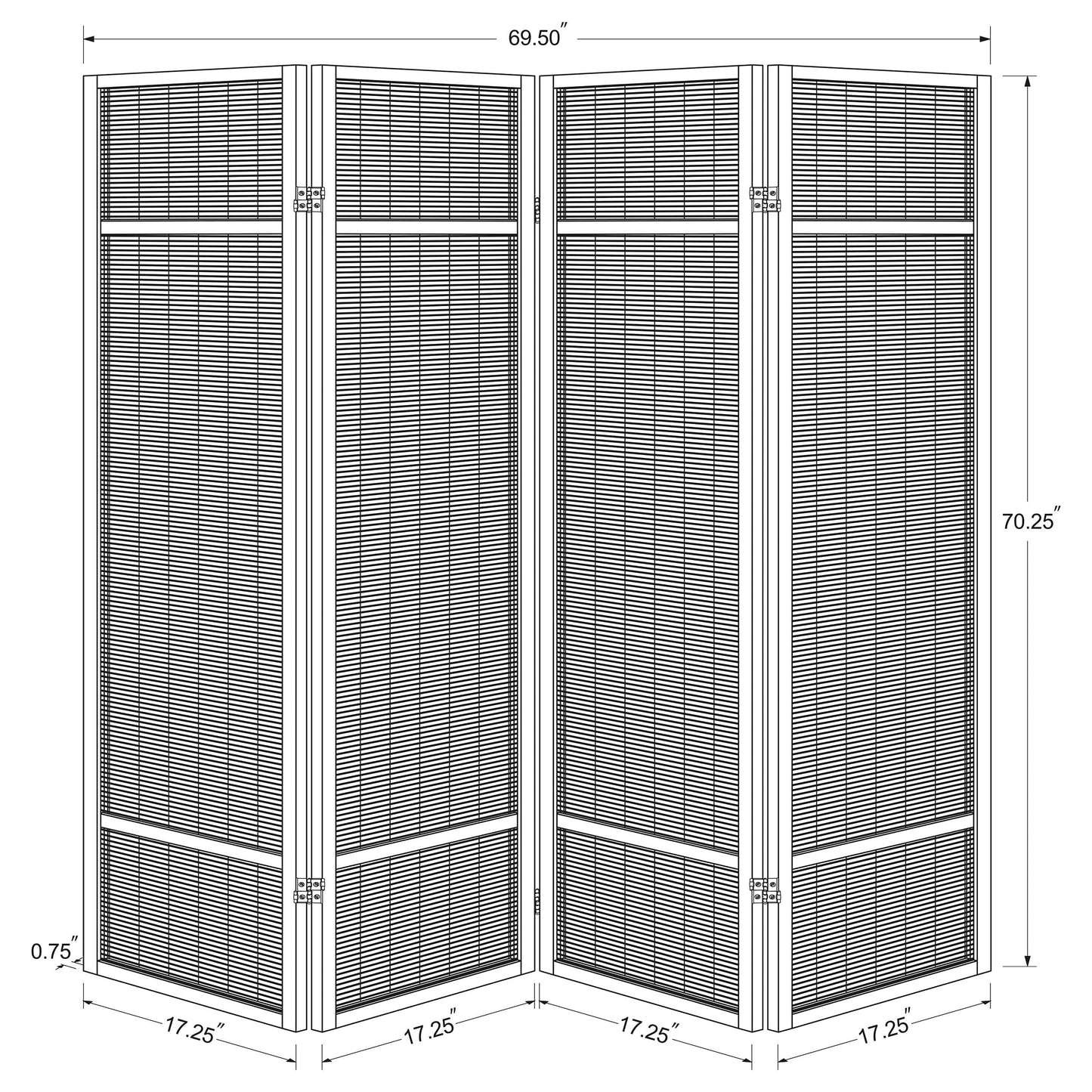 Pearce 4-panel Bamboo Room Divider Folding Screen Natural