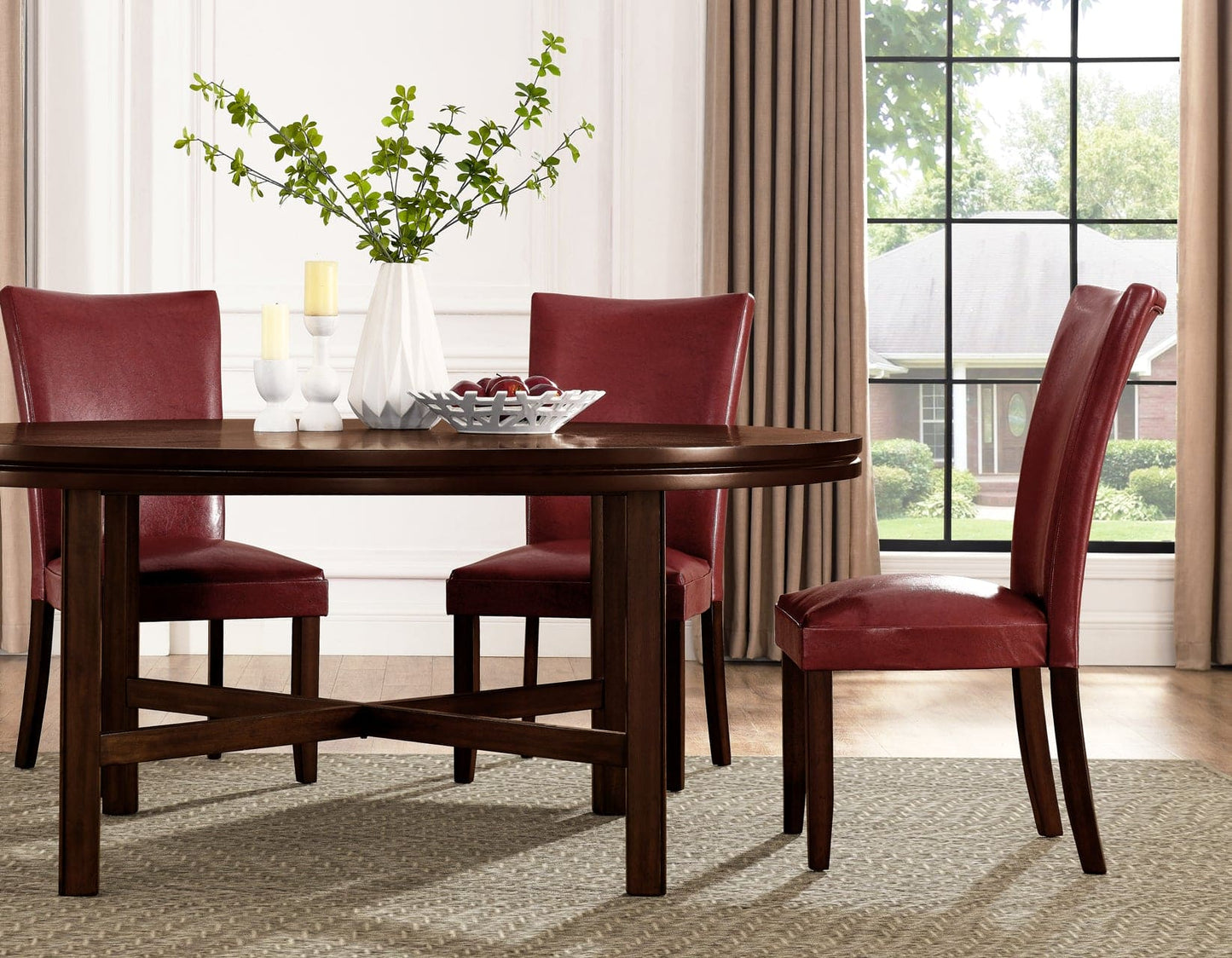Hartford Vegan Leather Side Chair, Red