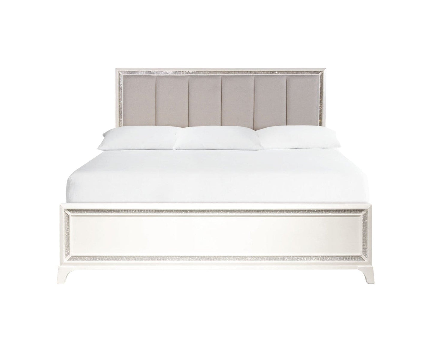 Cassie Illuminating Queen Bed, Shimmering Pearl Finish