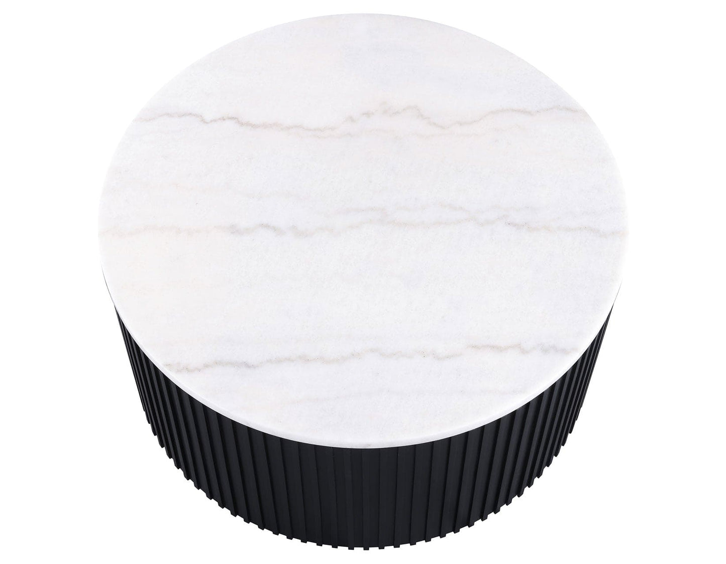 Colvin 3-Piece White Marble Top Table Set, Black Finish