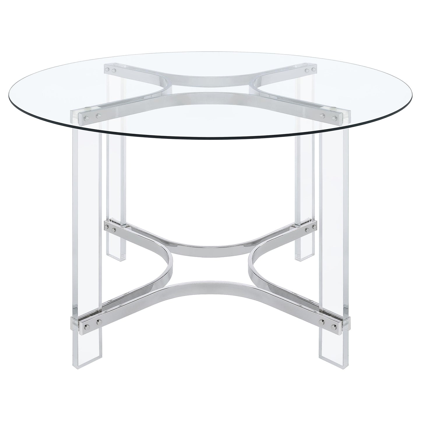 Keeling 5-piece Round Glass Top Acrylic Dining Set Chrome