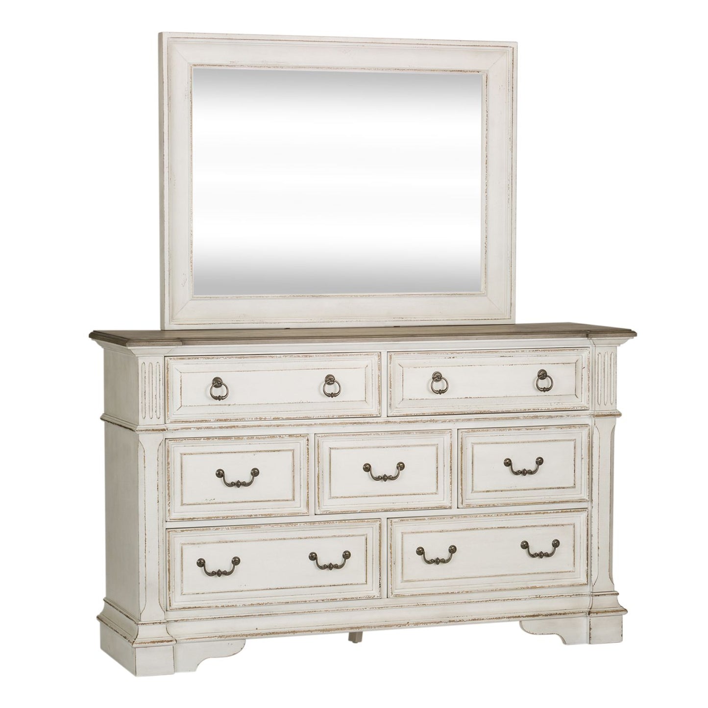 Abbey Park - King Uph Sleigh Bed, Dresser & Mirror, Night Stand
