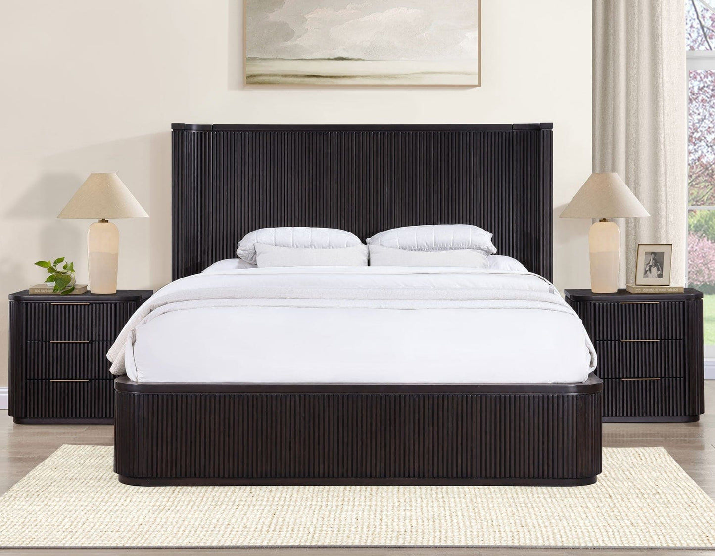 Henry Reeded Queen Bed, Espresso Finish