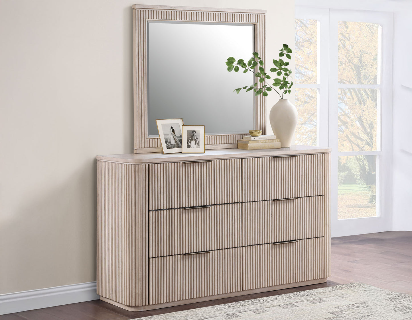 Henry Reeded 42″ Mirror, Tan Finish