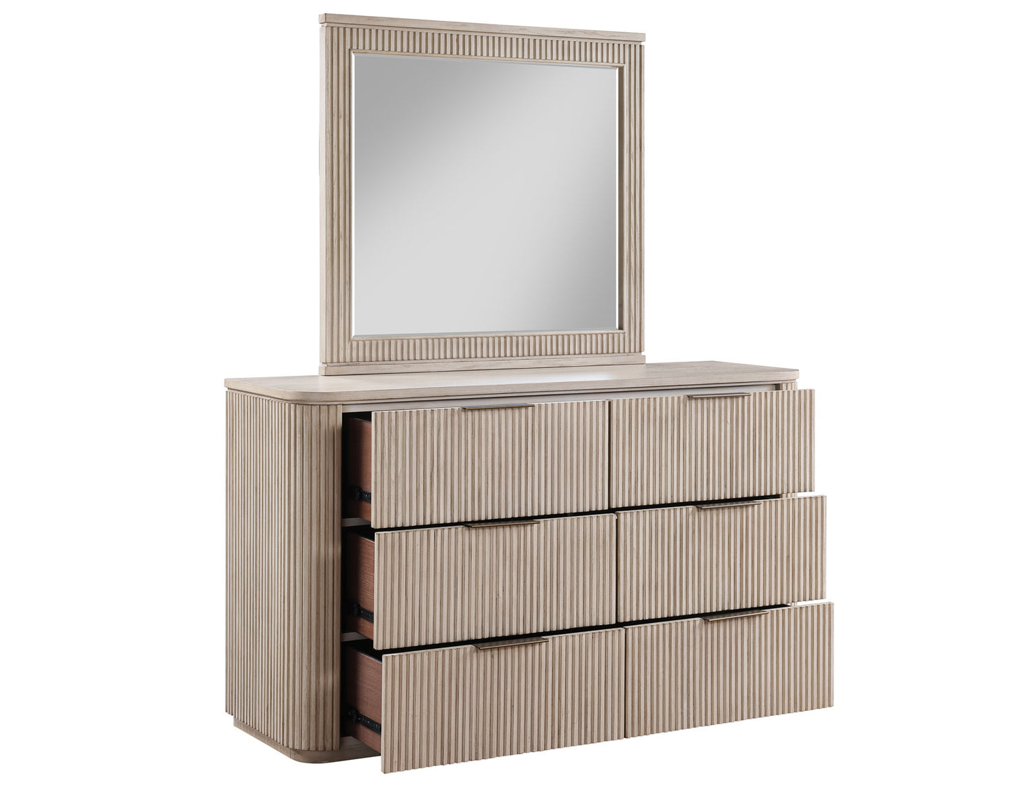 Henry Reeded 42″ Mirror, Tan Finish