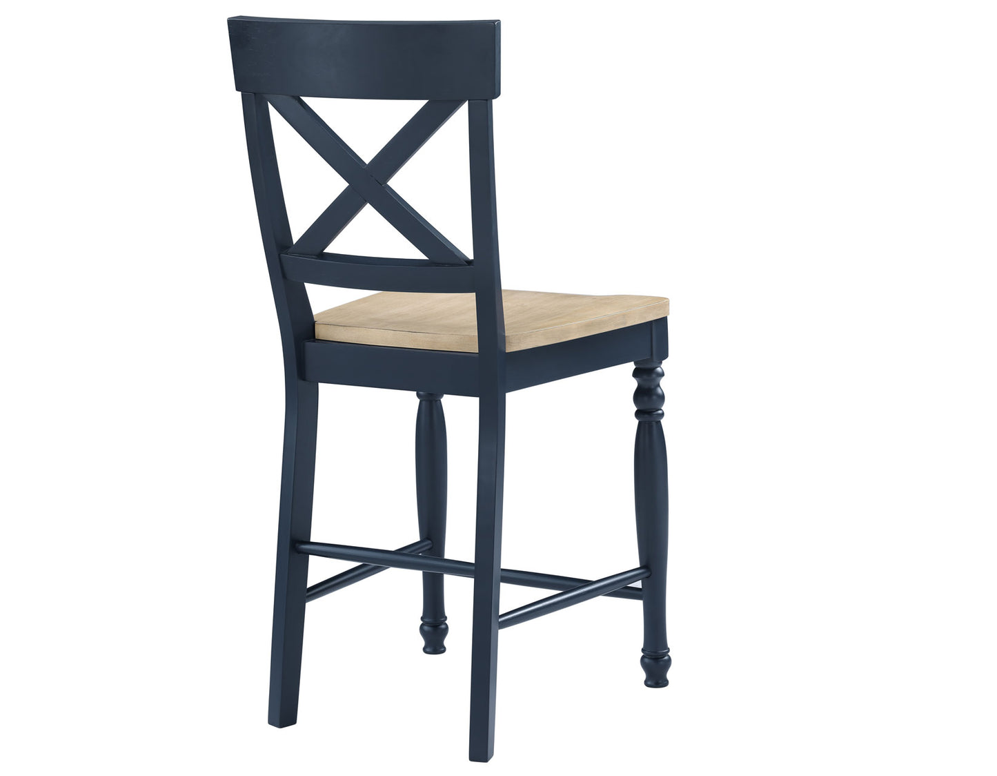 Darcy Solid Wood 24″ Counter Stool, Midnight Blue and Natural Finish