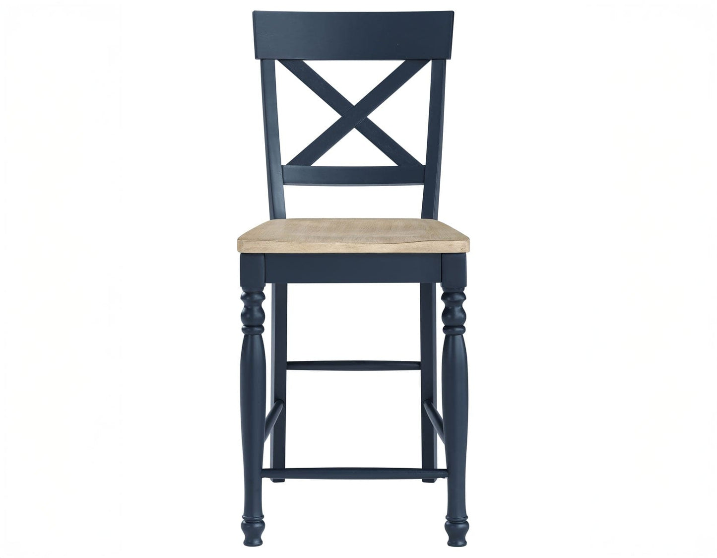 Darcy Solid Wood 24″ Counter Stool, Midnight Blue and Natural Finish