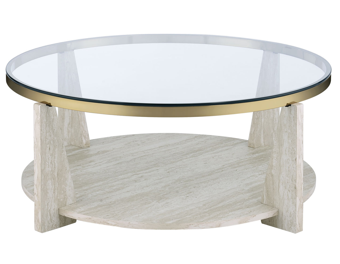 Wanda 42″ Round Glass Top Coffee Table with Casters