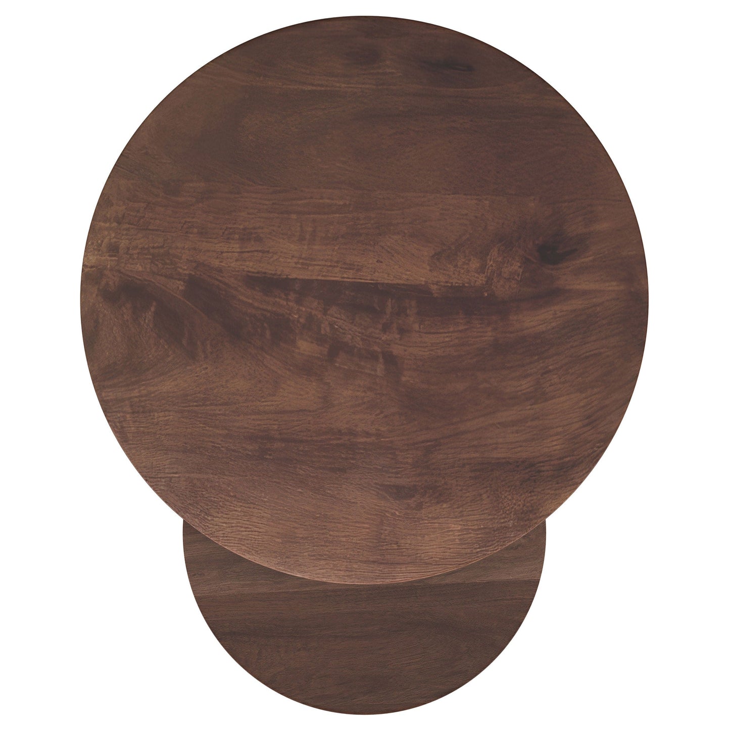 Yency 2-piece Round Mango Wood Nesting Table Set Dark Brown Mango