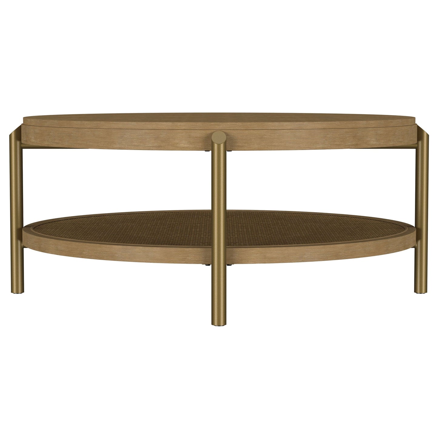 Arini Round Coffee Table With Storage Shelf Sand Wash
