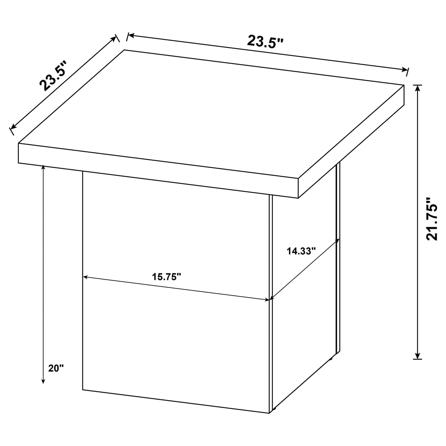 Devar Square Engineered Laminate End Side Table Black