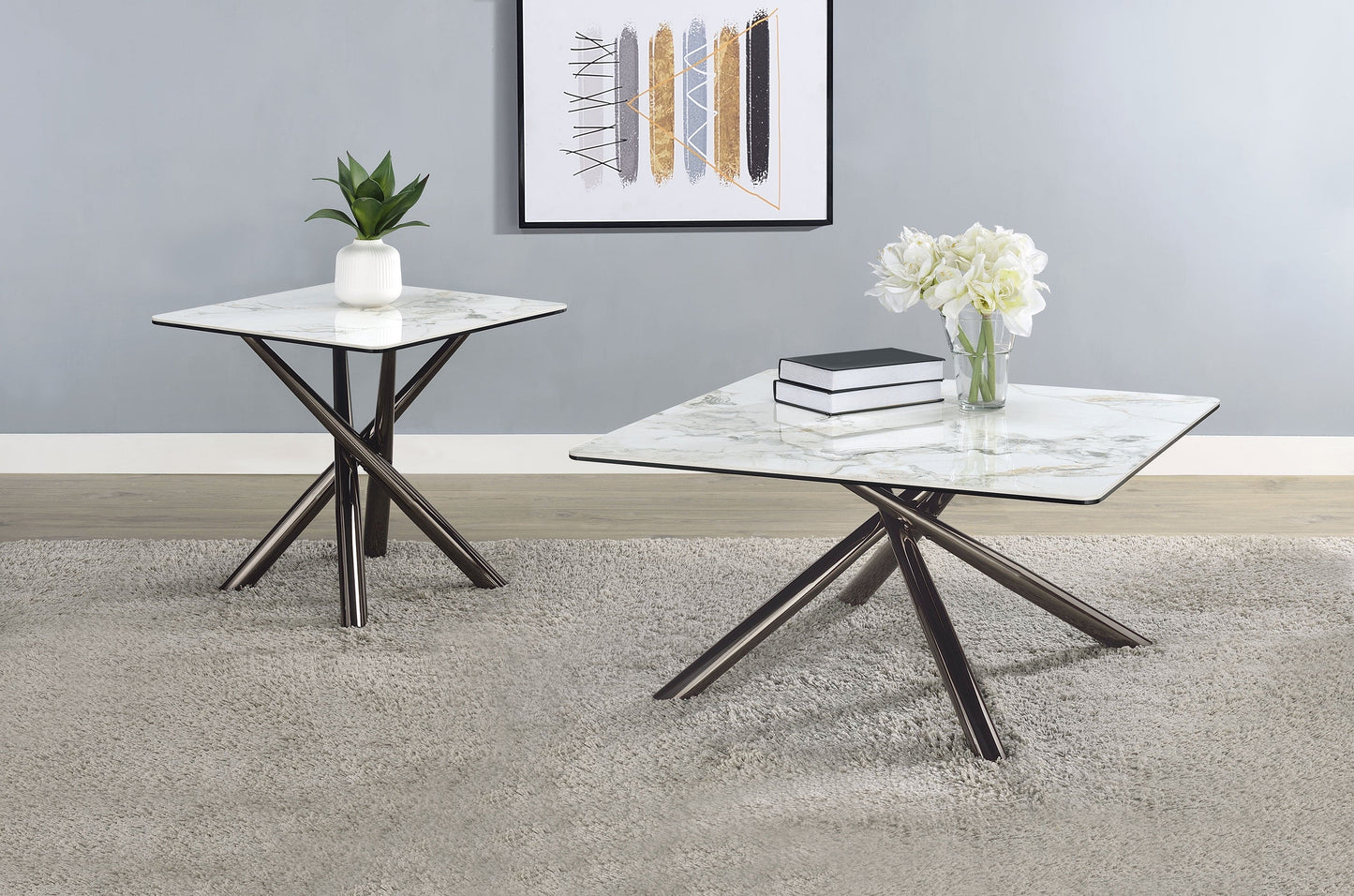 Carvell Square Sintered Stone Top Coffee Table Mirage White