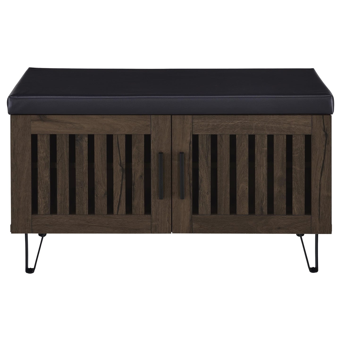 Brixton 2-door Padded Entryway Shoe Storage Bench Smoked Oak