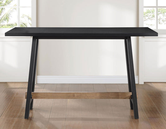 Aubrey 59.5″ Counter Table, Black with Driftwood Stretcher