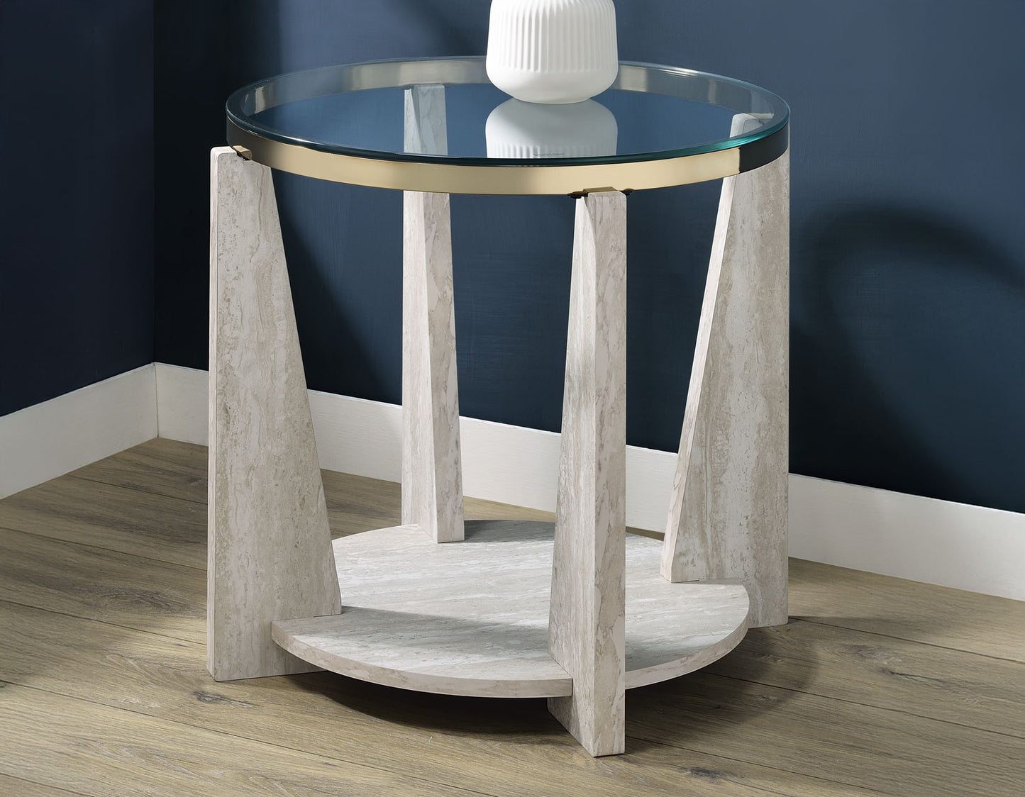 Wanda 24″ Round Glass Top End Table