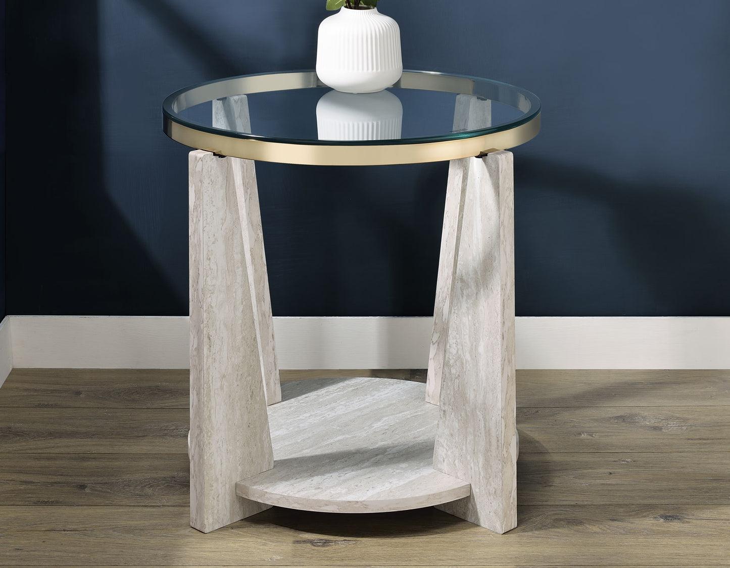 Wanda 24″ Round Glass Top End Table