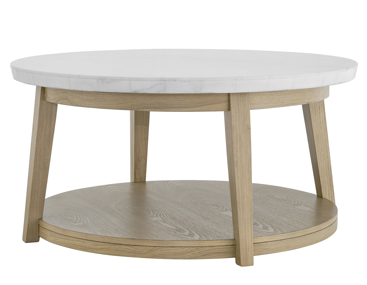 Vida Round 36″ White Marble Top Cocktail Table with Casters