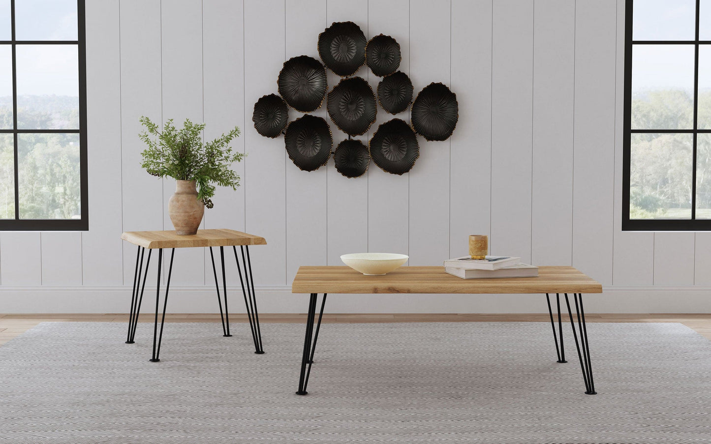 Zander 2-piece Rectangular Coffee and End Table Set Natural