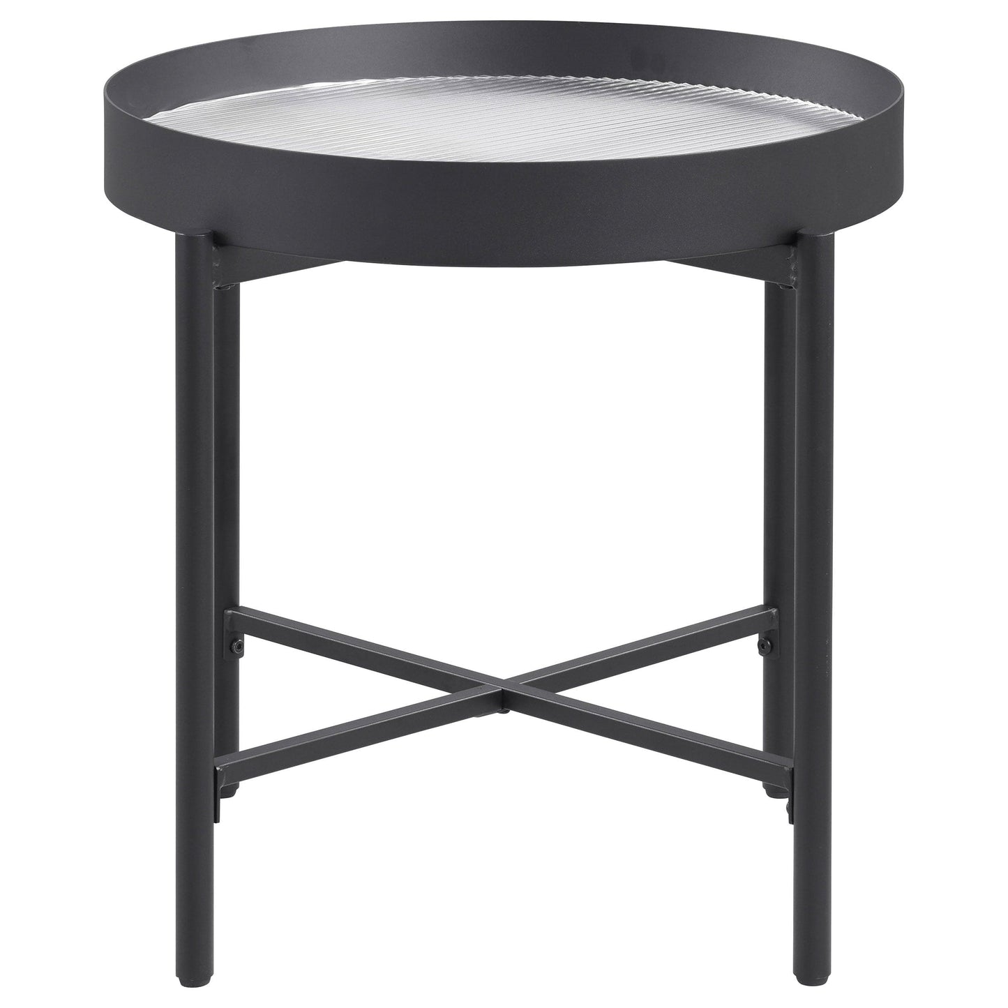 Ozella 2-piece Round Coffee and End Table Set Sandy Black