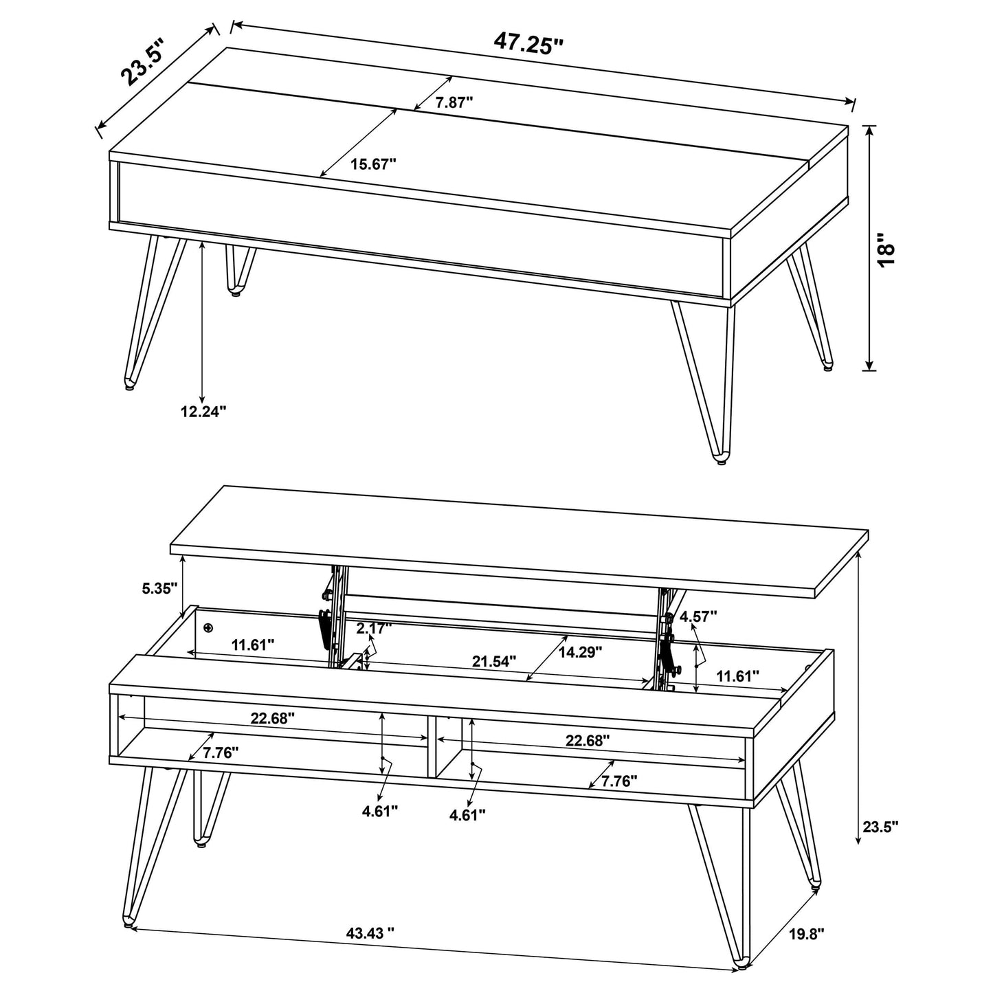 Fanning 2-piece Lift Top Coffee and End Table Set Golden Oak