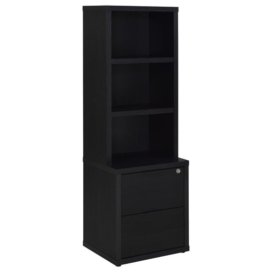 Westpark 3-shelf Bookcase USB and Lockable Drawer Black