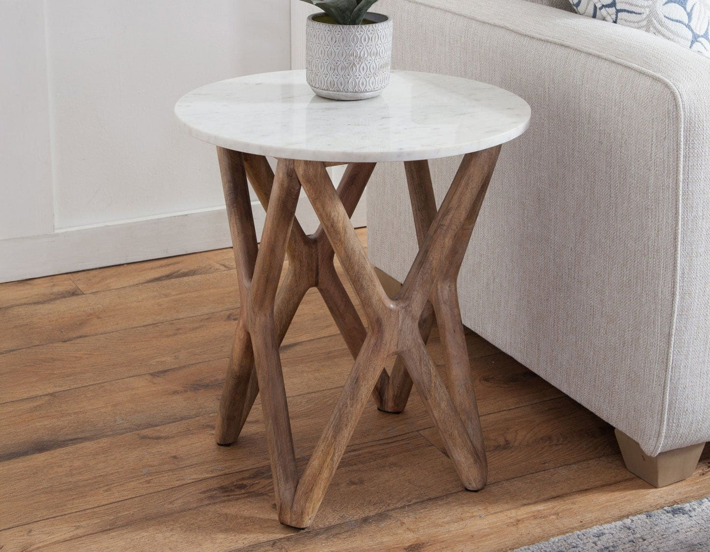 Wyman 3-Piece Round Banswara White Marble Top Table Set