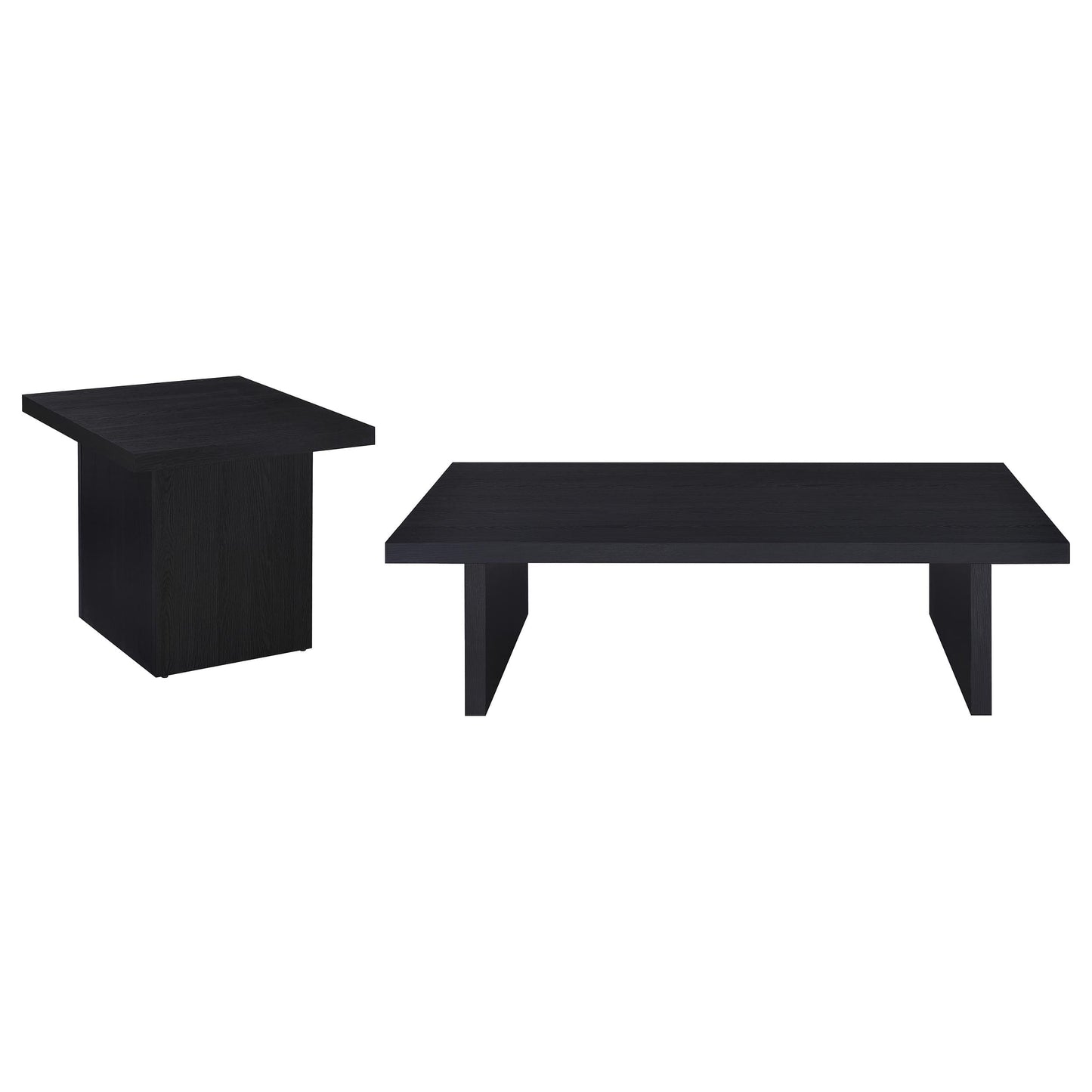 Max 2-piece Rectangular Coffee and End Table Set Black