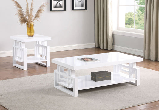 Schmitt 2-piece Coffee and End Table Set White High Gloss
