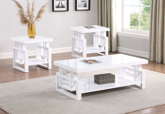 Schmitt 3-piece Coffee and End Table Set White High Gloss