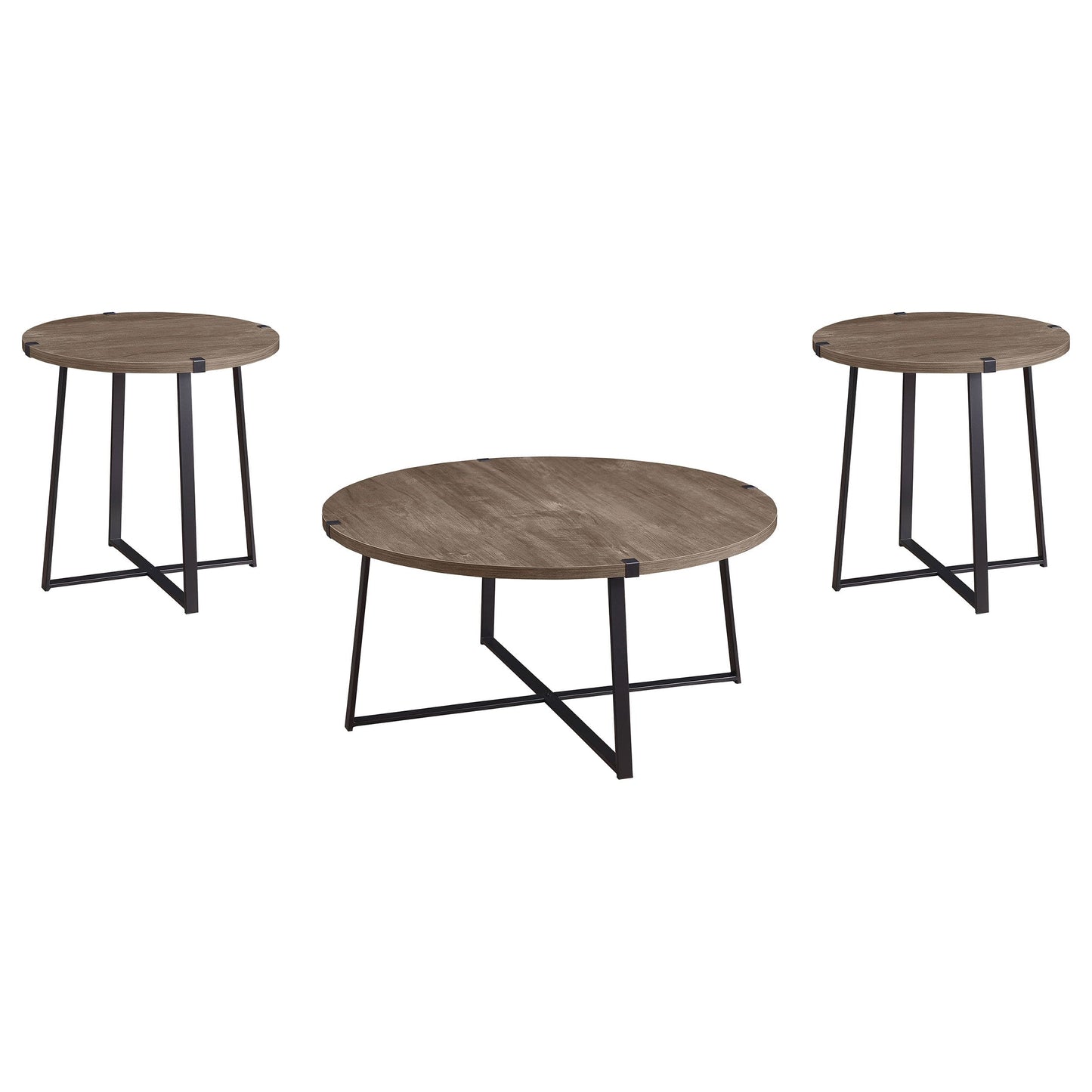 Marcus 3-piece Round Coffee and End Table Set Light Brown