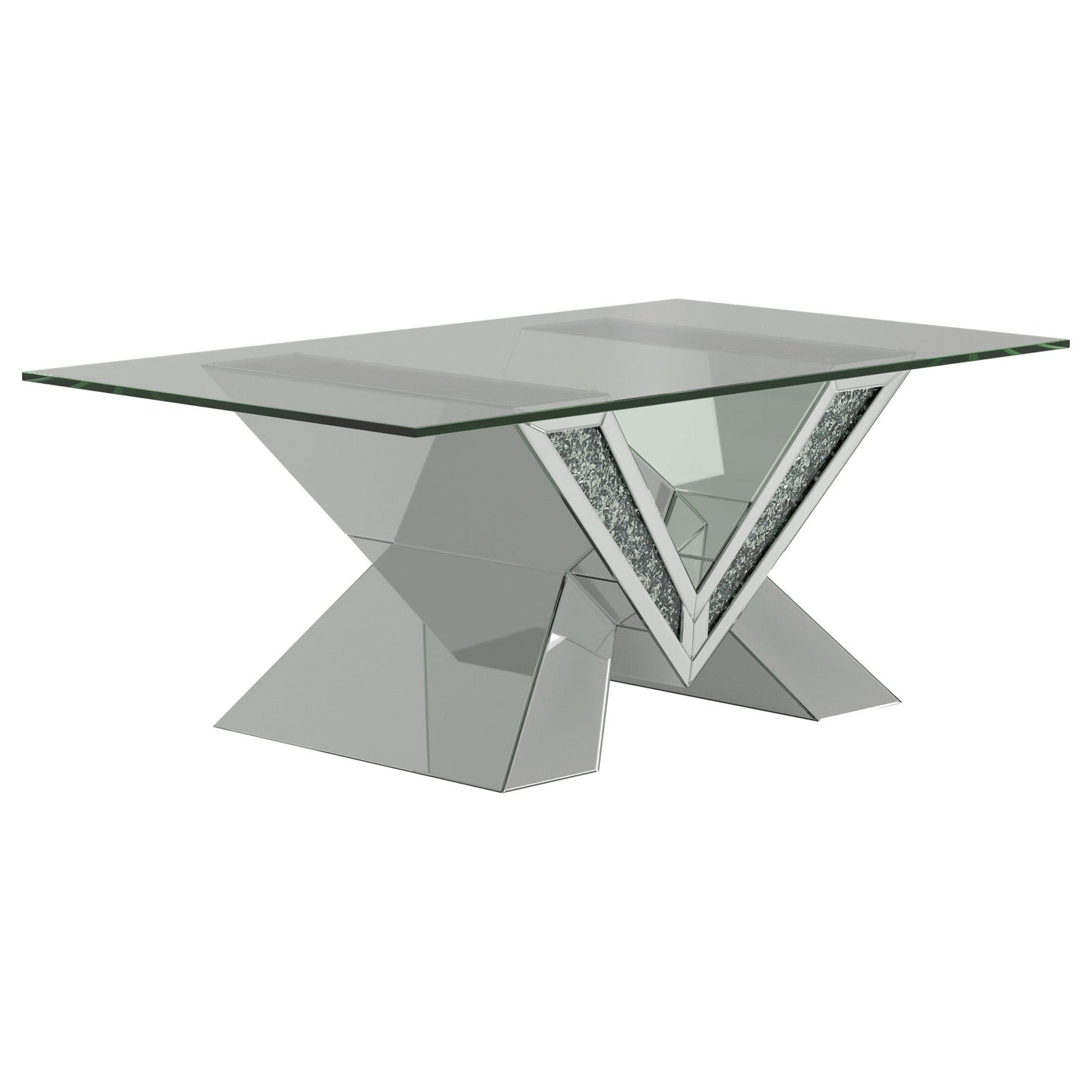 Taffeta 2-piece Mirrored Coffee and End Table Set Silver