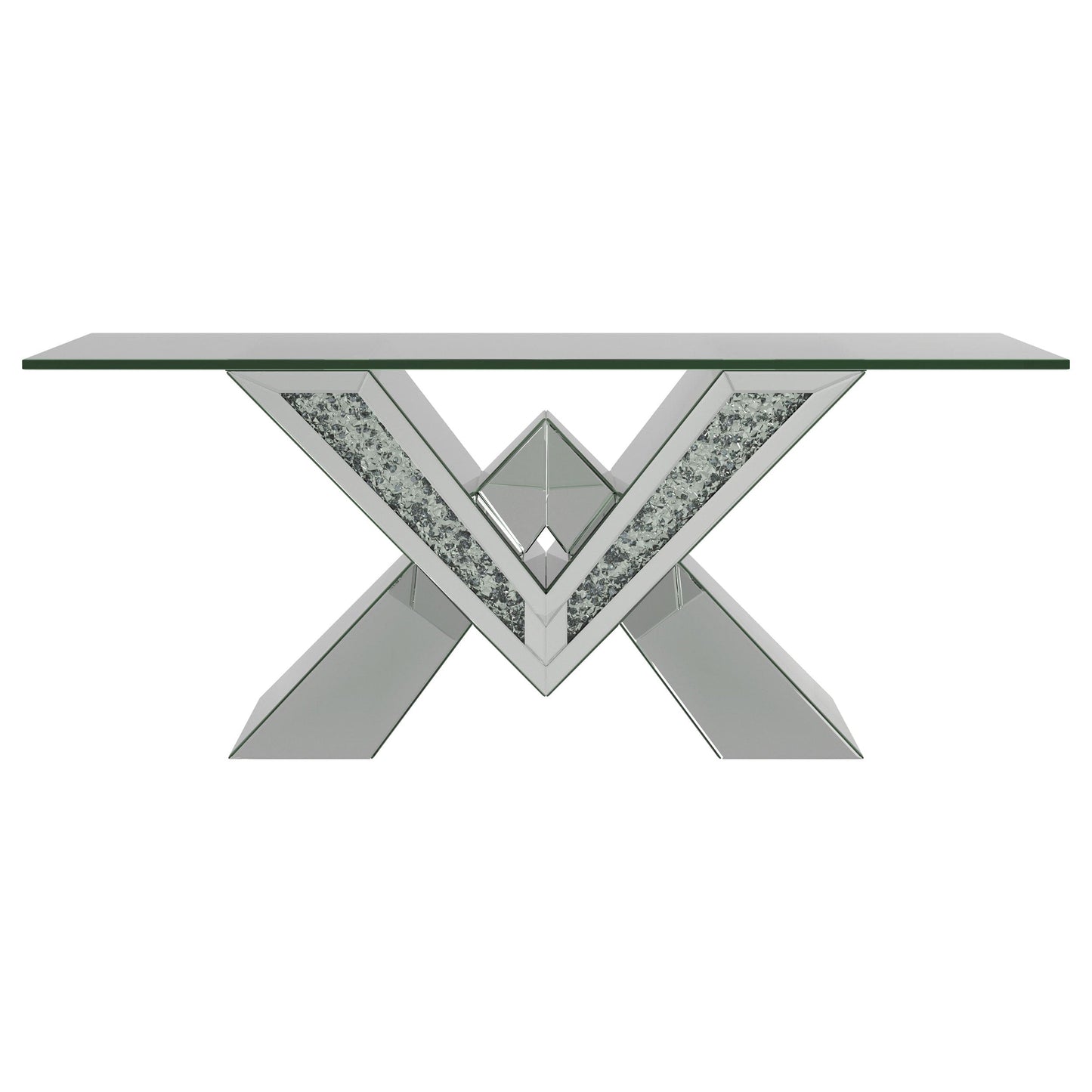 Taffeta 2-piece Mirrored Coffee and End Table Set Silver