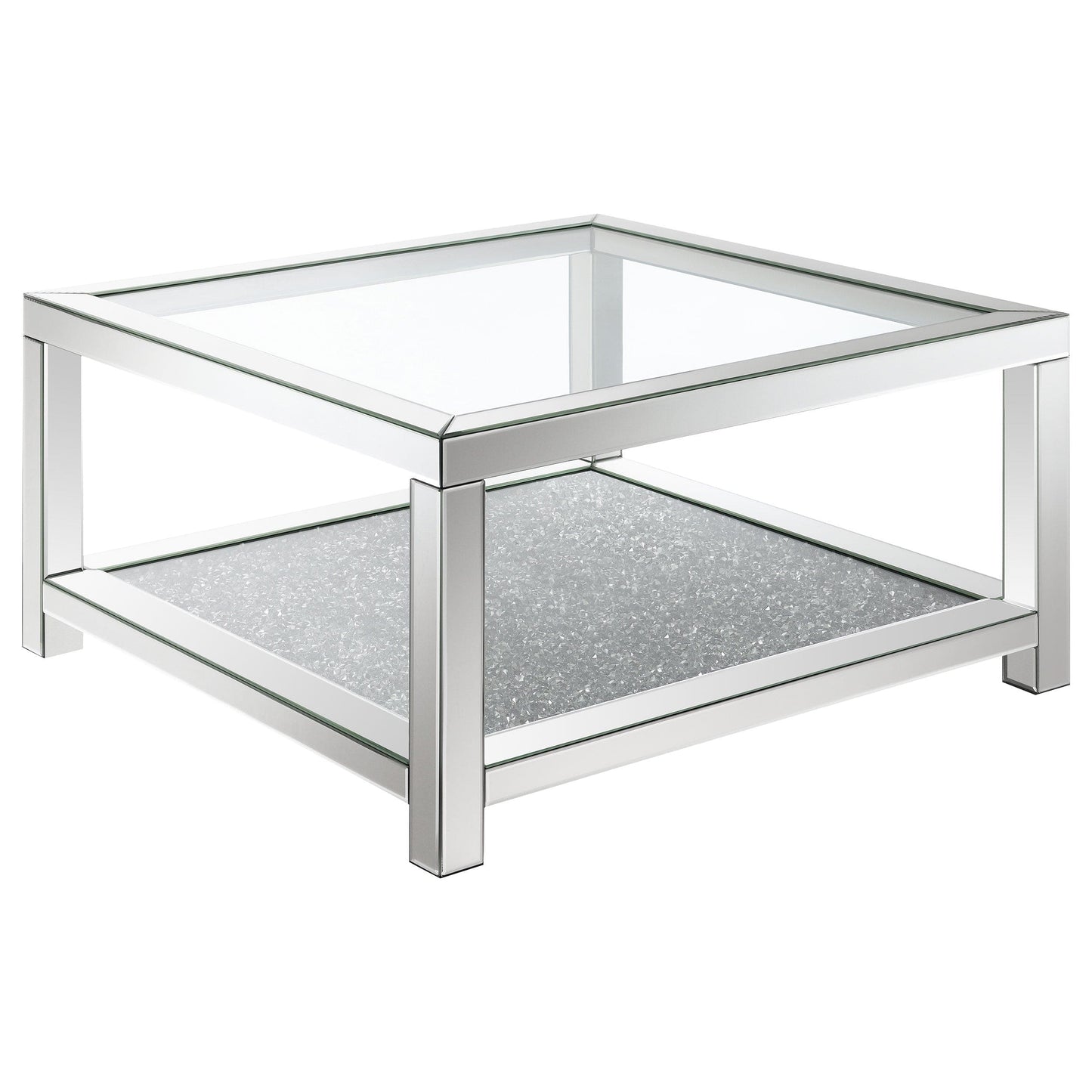Valentina 2-piece Mirrored Coffee and End Table Set Silver