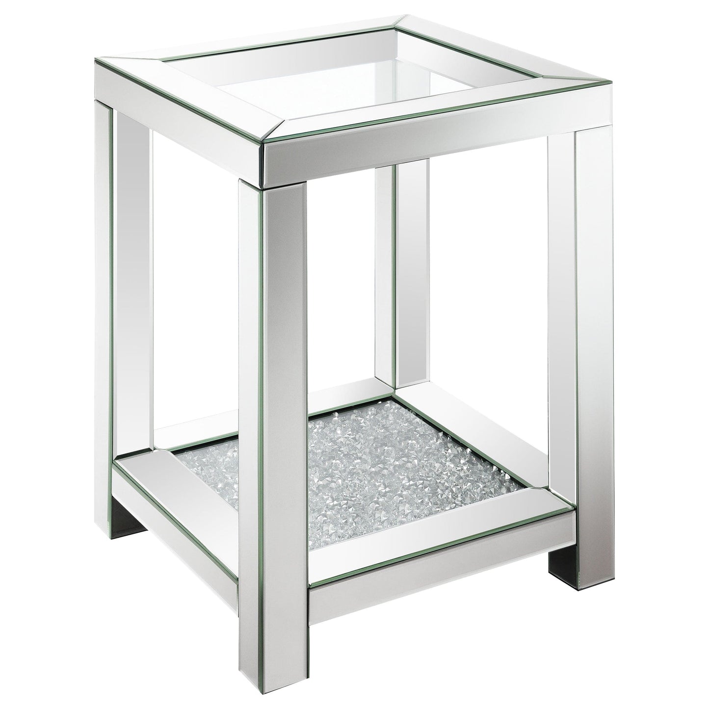 Valentina 2-piece Mirrored Coffee and End Table Set Silver