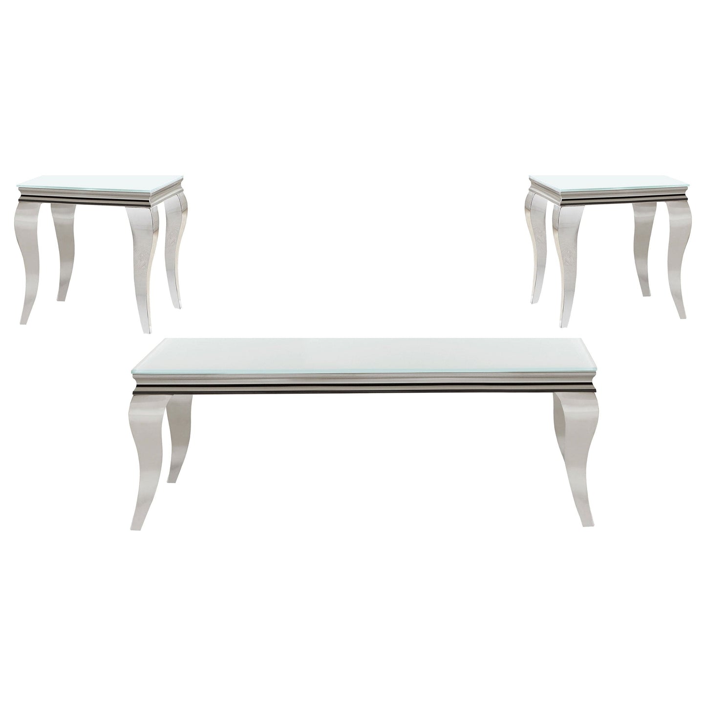 Carone 3-piece Glass Top Coffee and End Table Set White