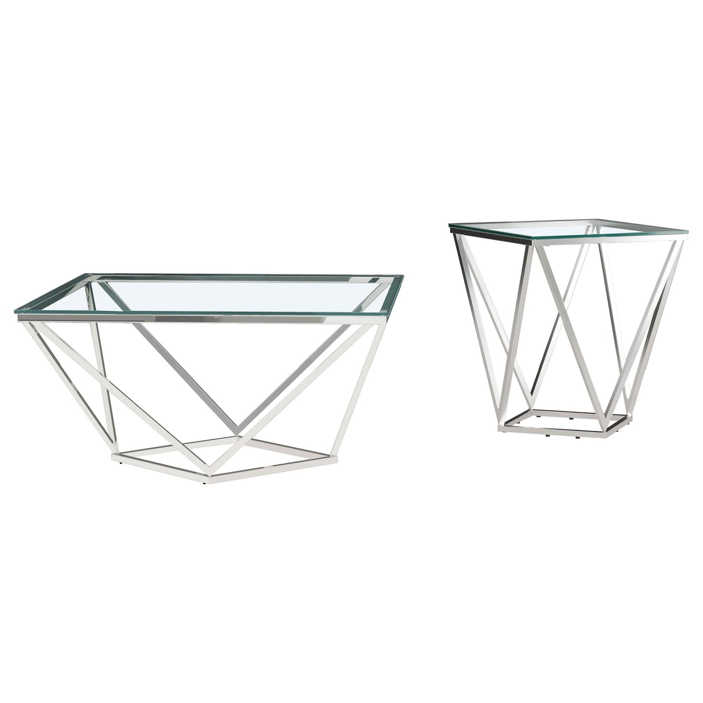 Brittania 2-piece Square Coffee and End Table Set Nickel