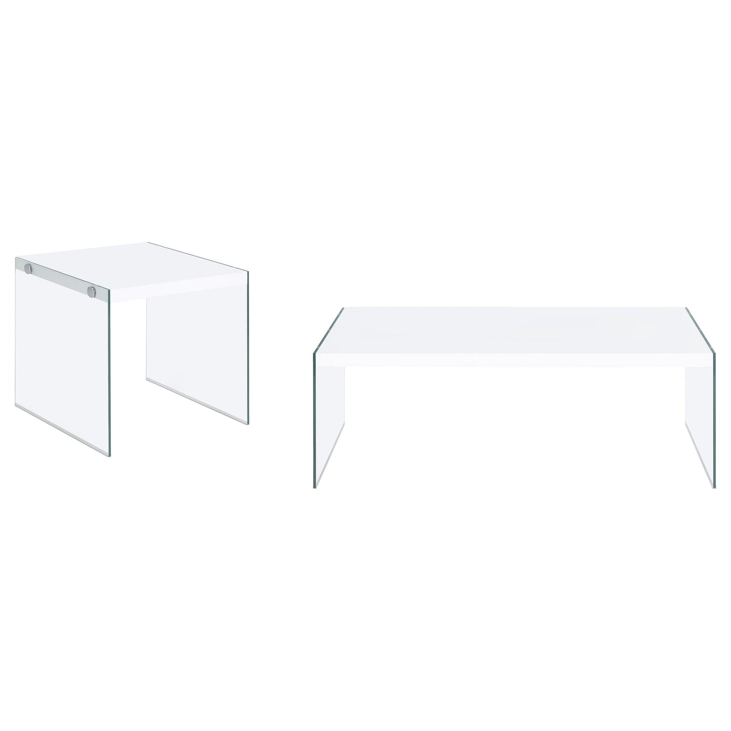 Opal 2-piece Coffee and End Table Set White High Gloss