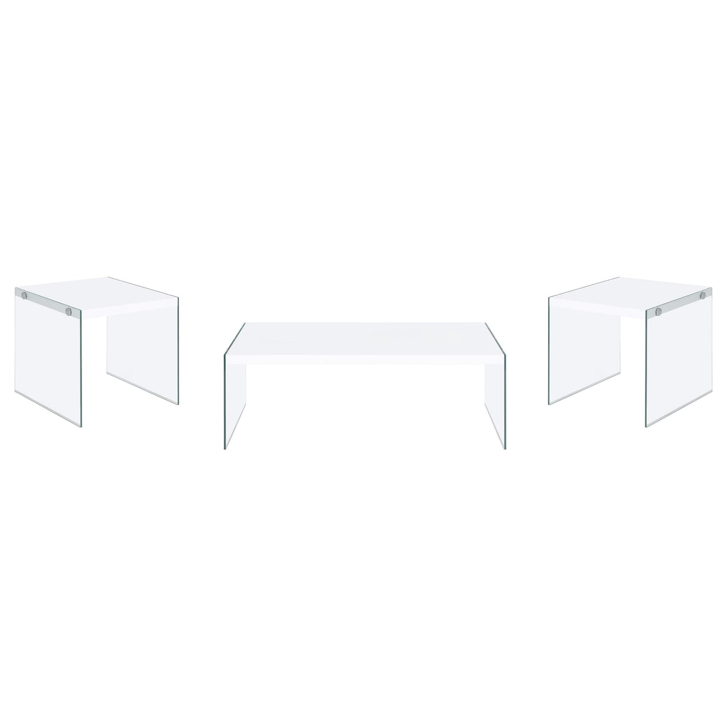 Opal 3-piece Coffee and End Table Set White High Gloss