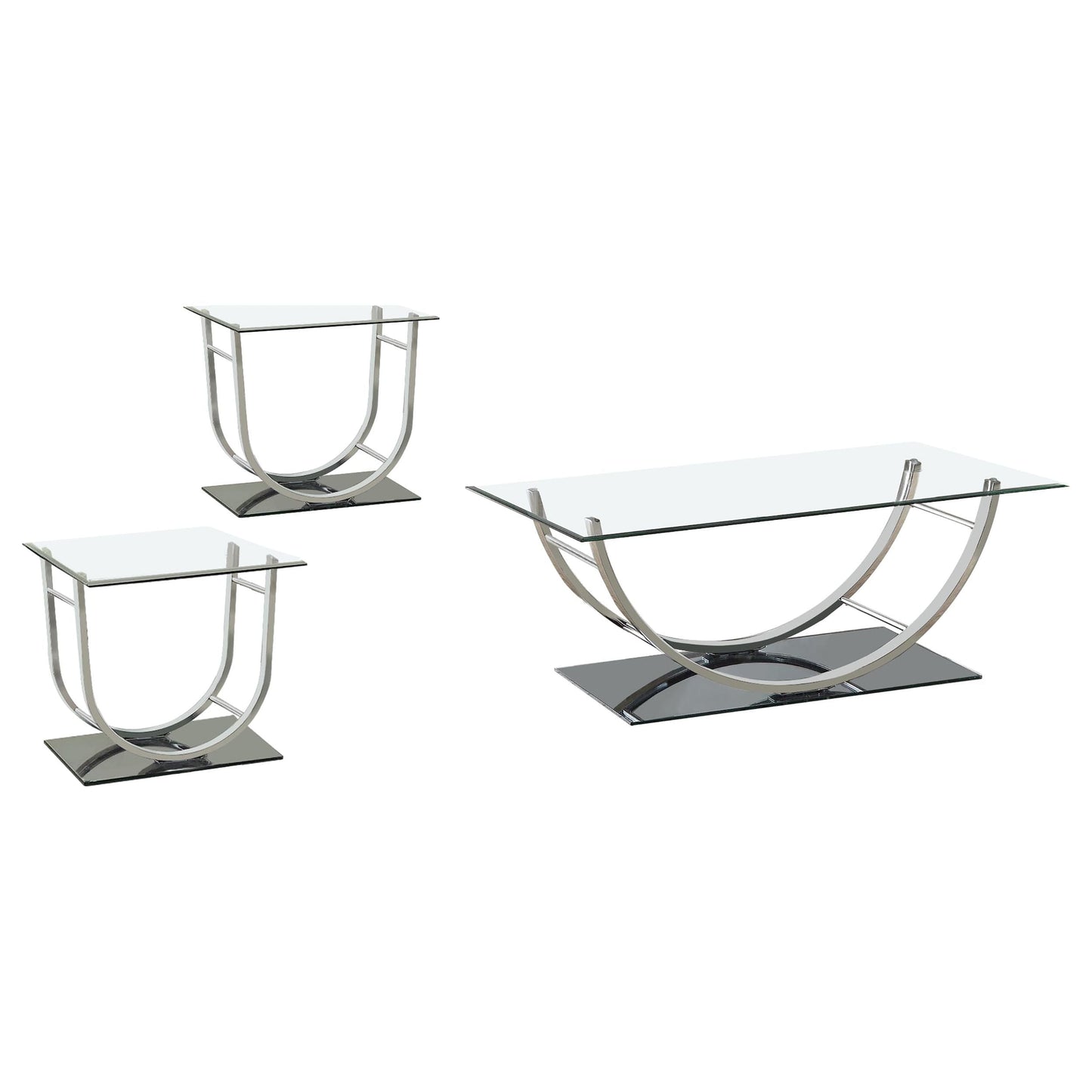 Danville 3-piece Glass Top Coffee and End Table Set Chrome