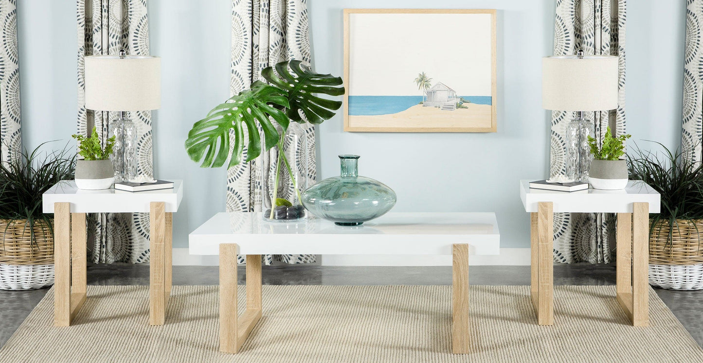 Pala 3-piece Coffee and End Table Set White High Gloss