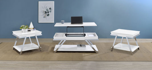 Marcia 3-piece Coffee and End Table Set White High Gloss