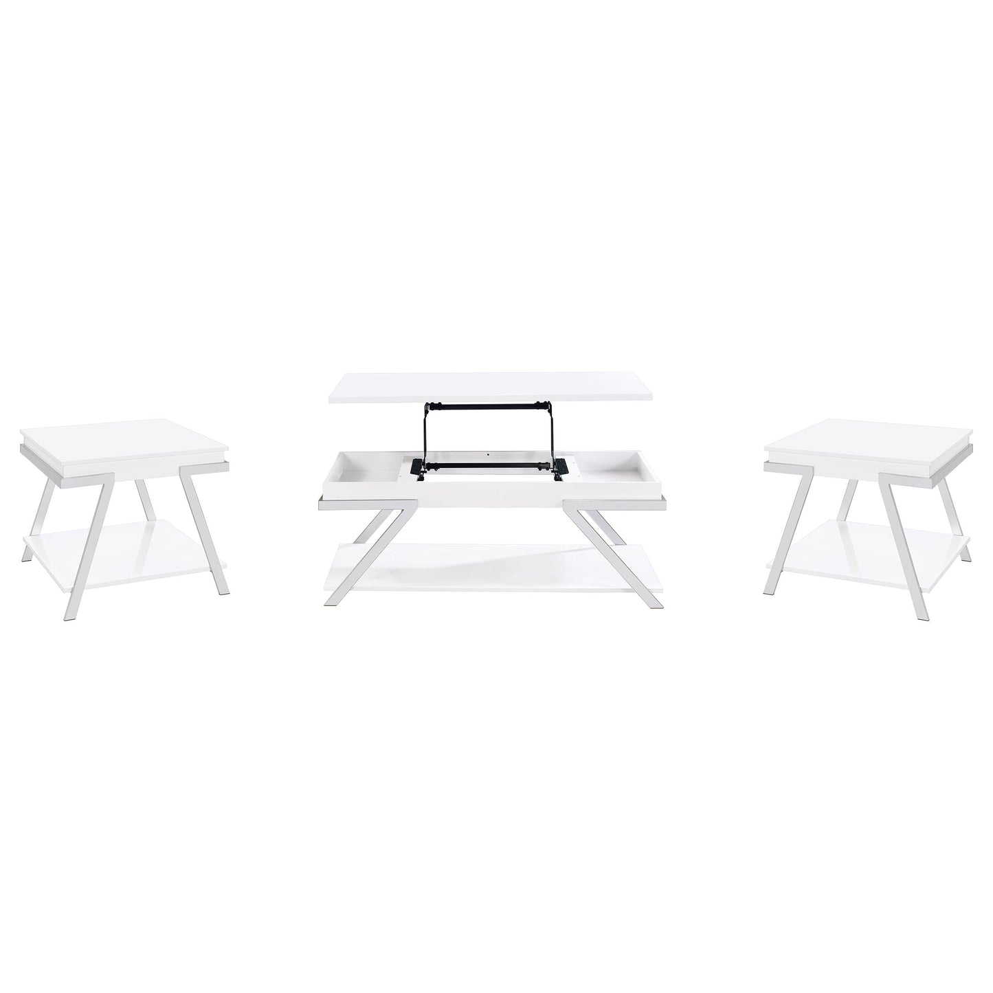 Marcia 3-piece Coffee and End Table Set White High Gloss