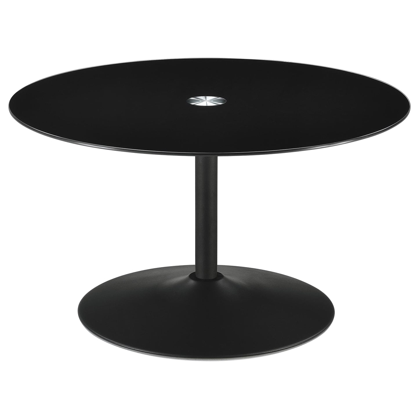 Ganso 2-piece Round Glass Top Coffee and End Table Set Black
