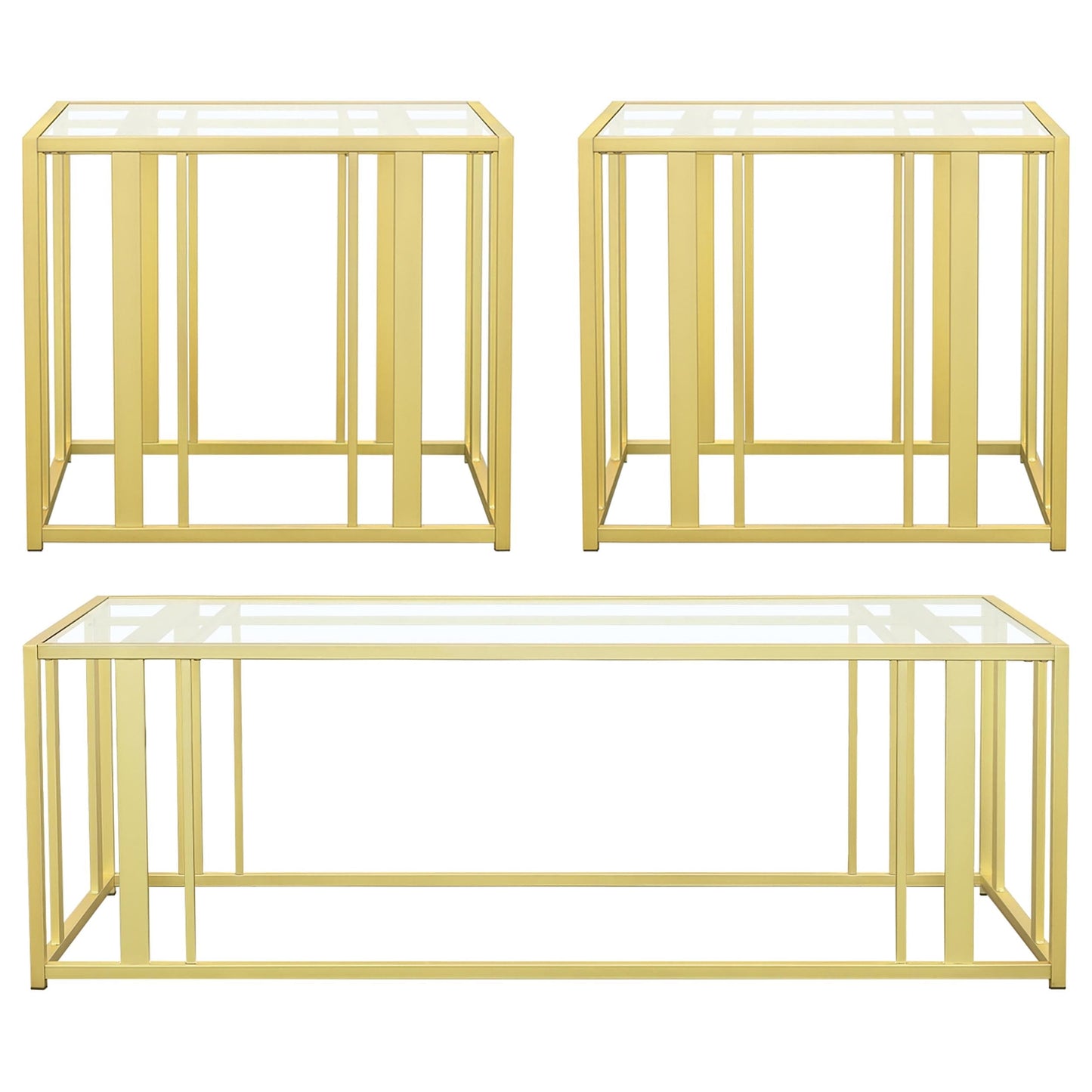 Adri 3-piece Coffee and End Table Set Matte Brass