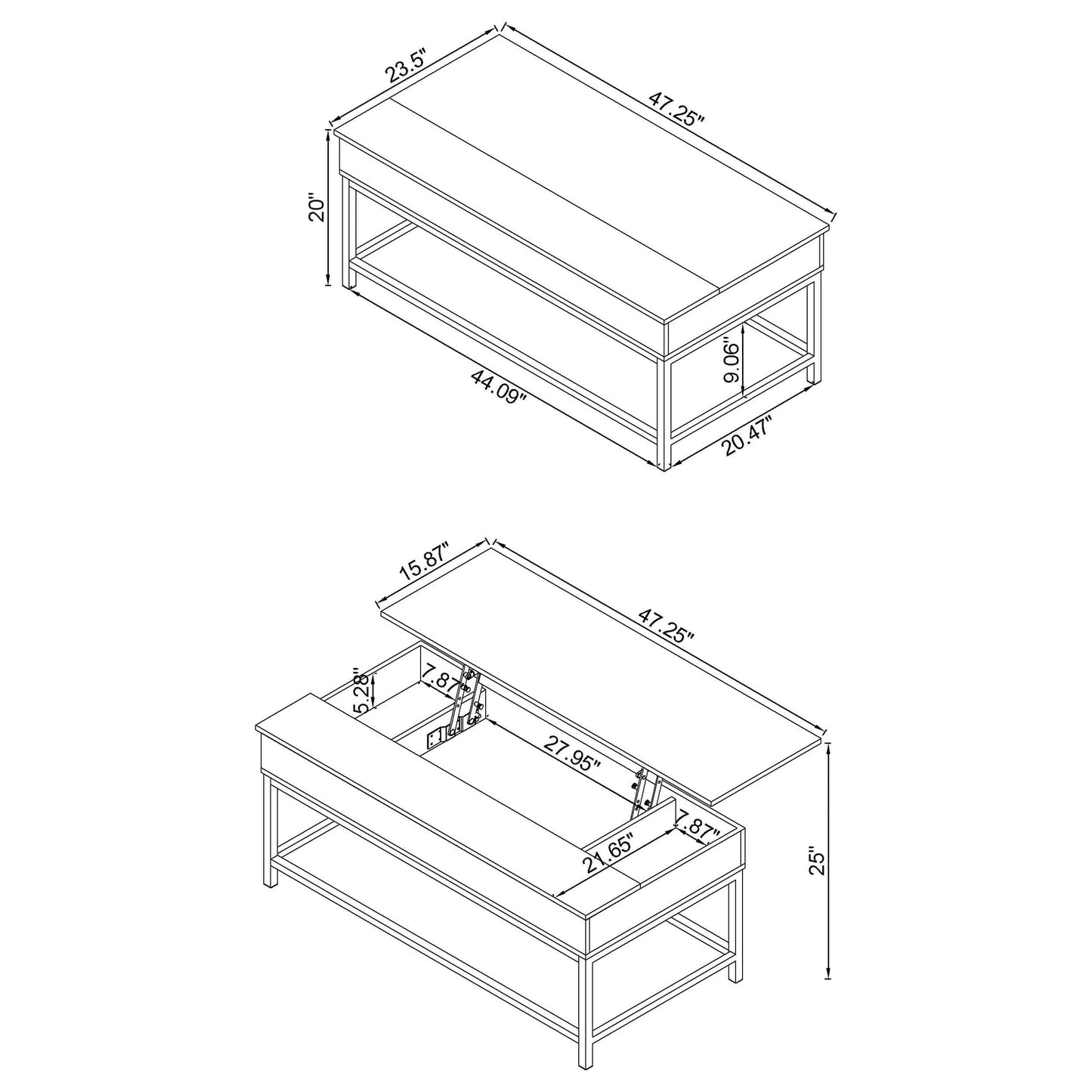 Byers 3-piece Lift Top Coffee and End Table Set Brown Oak